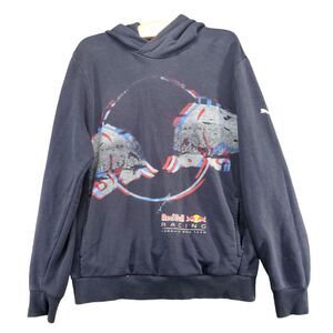 PUMA Men's Red Bull Racing Hoodie Sweatshirt Small Long Sleeve Blue Cotton Blend